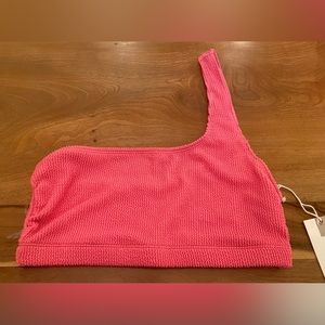 NWT Good American Pink Always Fits Hot Shoulder swim top, Size 3/4 large/XL